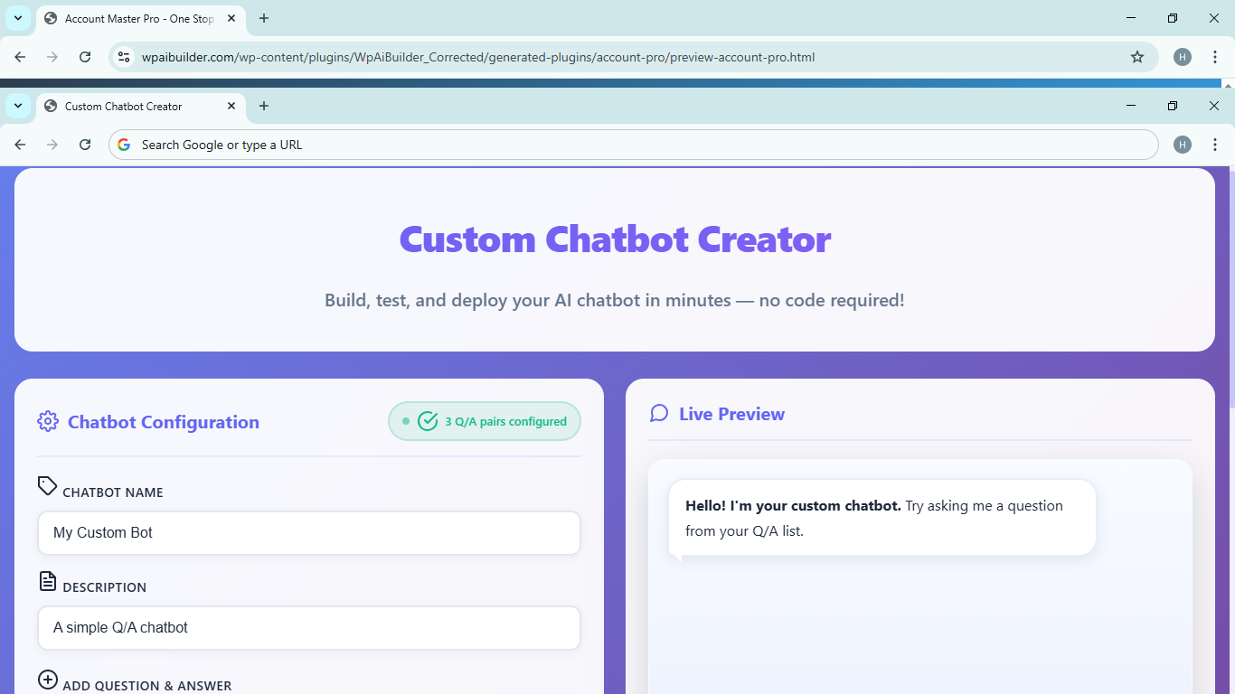 Custom Chatbot Creator 