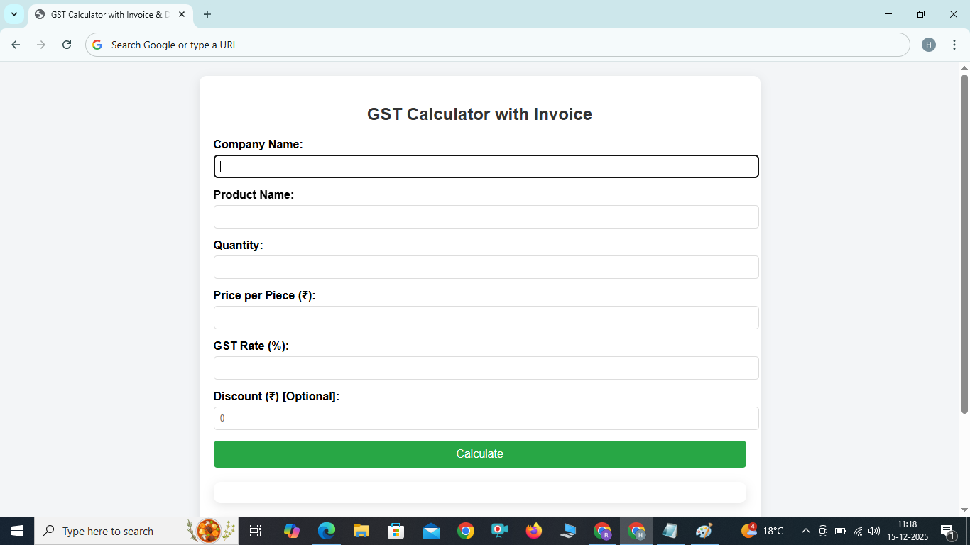 GST CALCULATOR AND INVOICE GENERATOR 