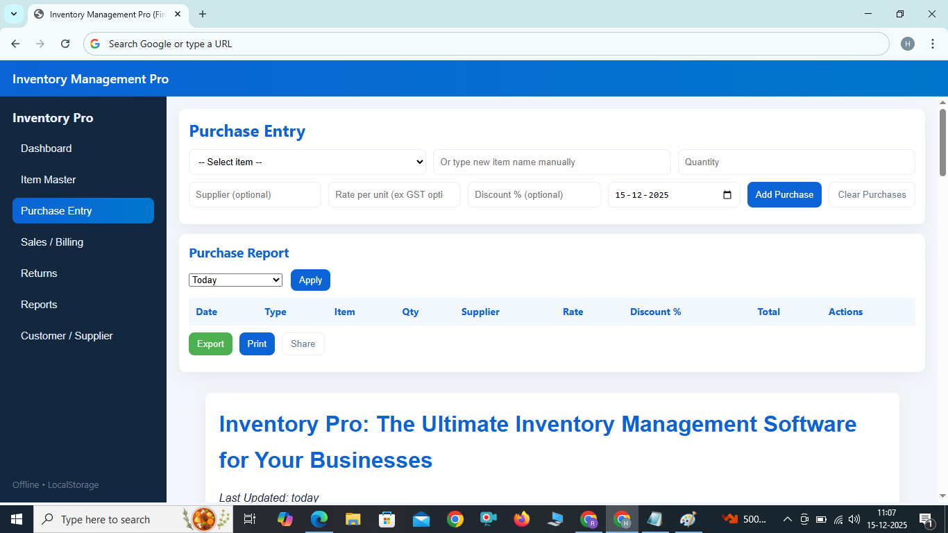 Inventory Managment and Billing softwre 