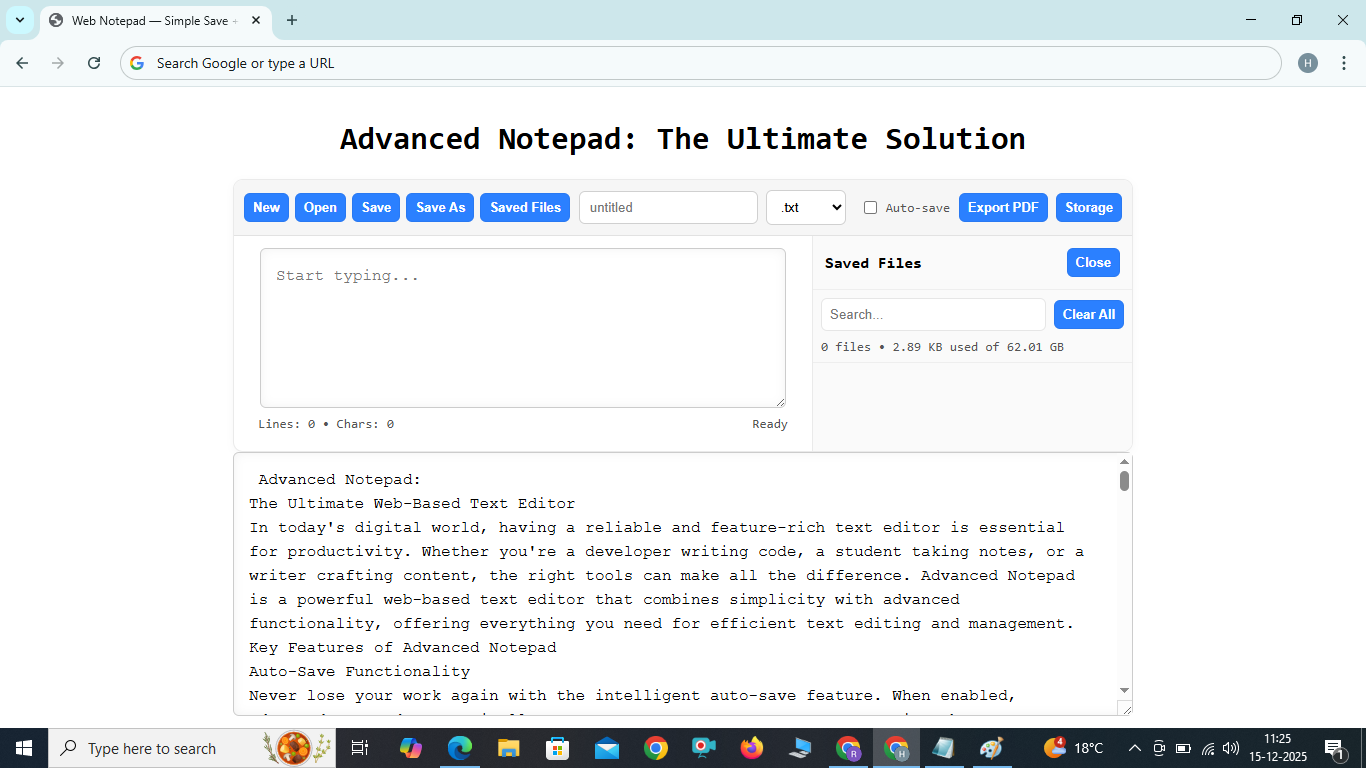 Online Advanced Notepad Software 