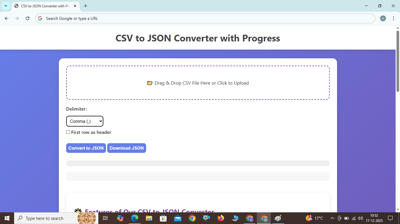 CSV To JSON COnverter 