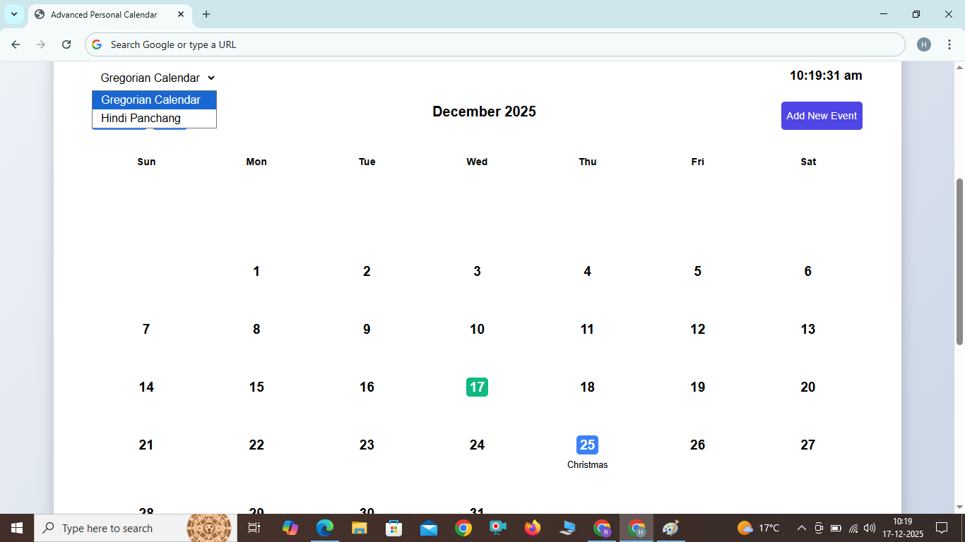 Personal calander , advance personal calander 