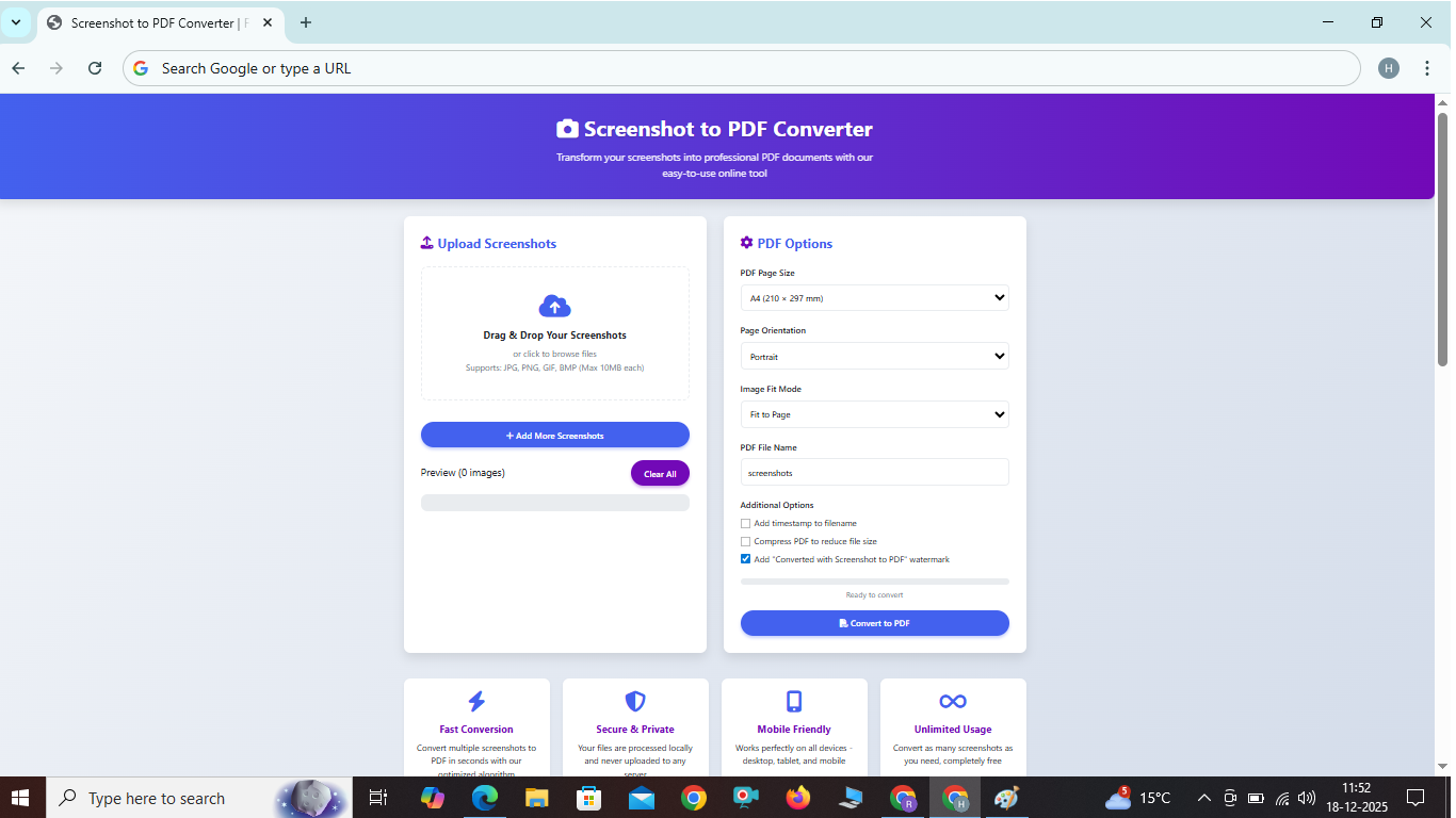 Screenshot To Pdf Converter 