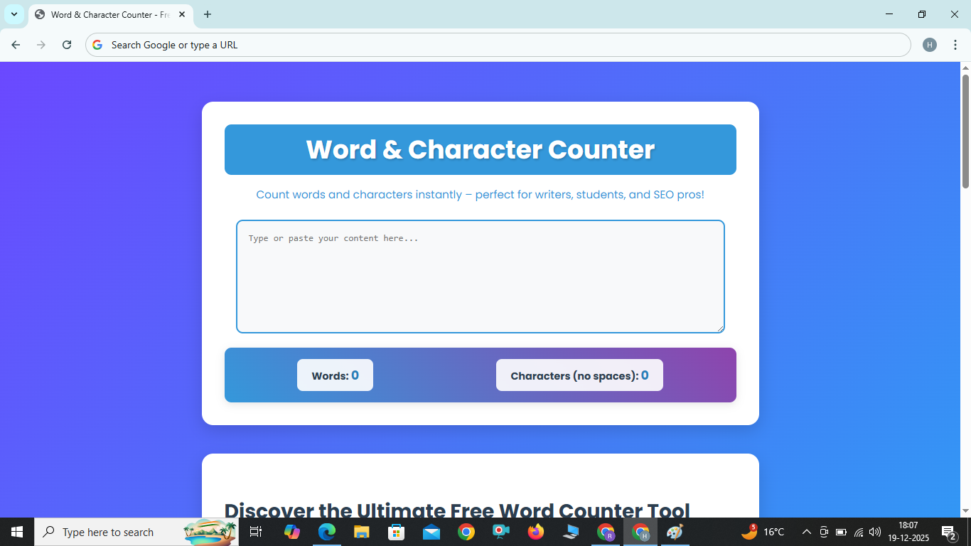 Word and Character counter software 