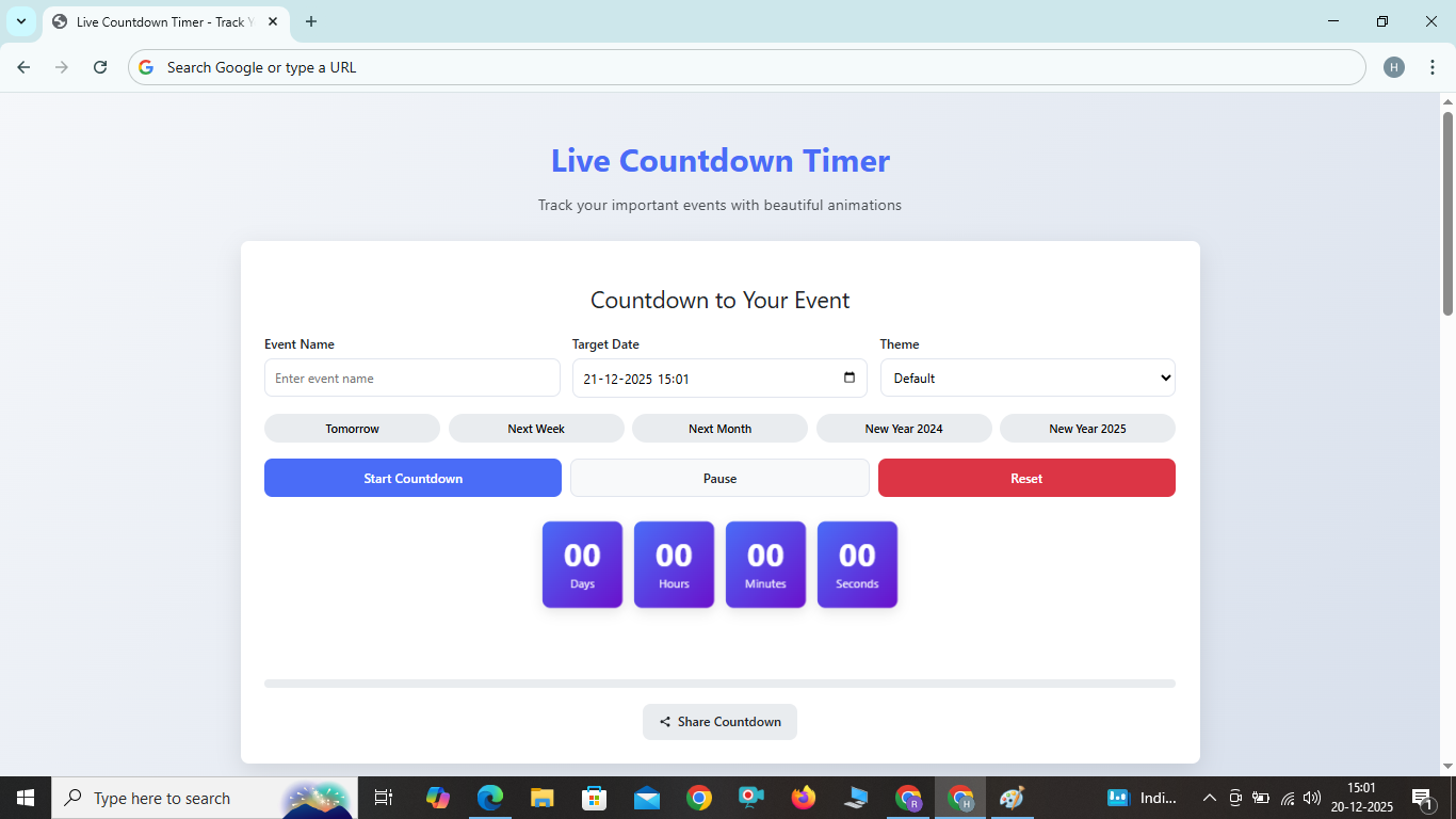 Live Countdown Timer