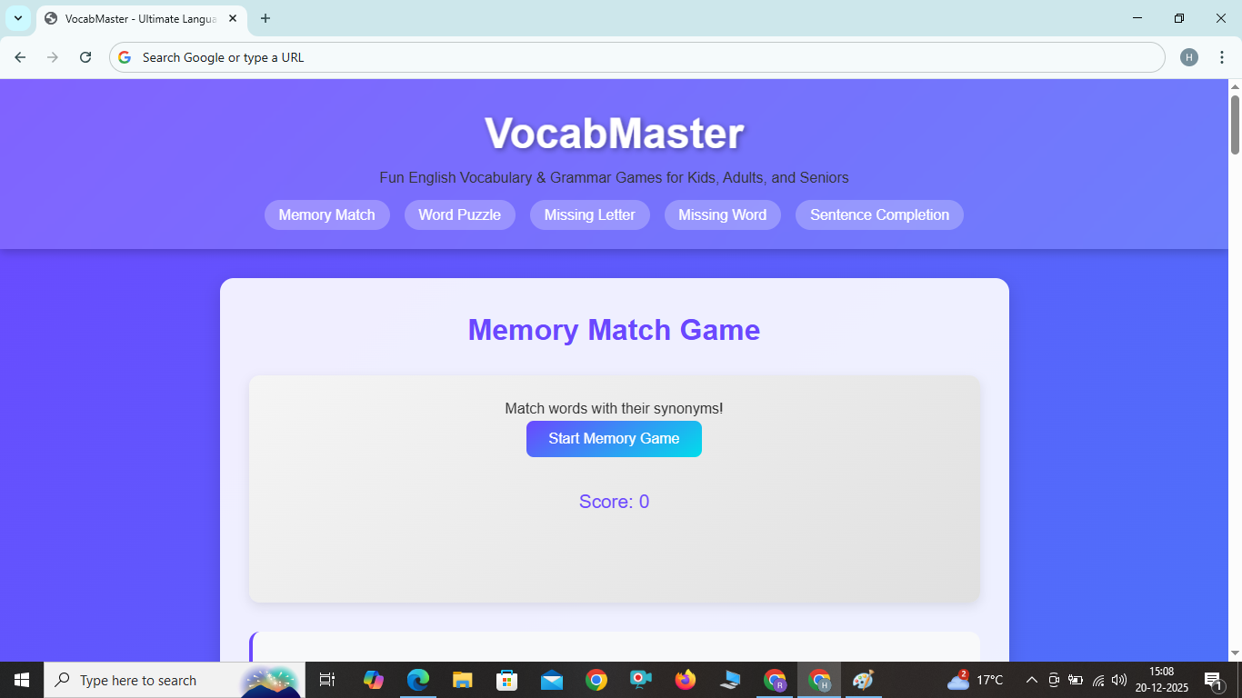 All In One Vacabulary Game 