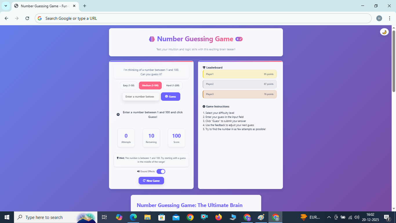 Number Guessing Game Software 