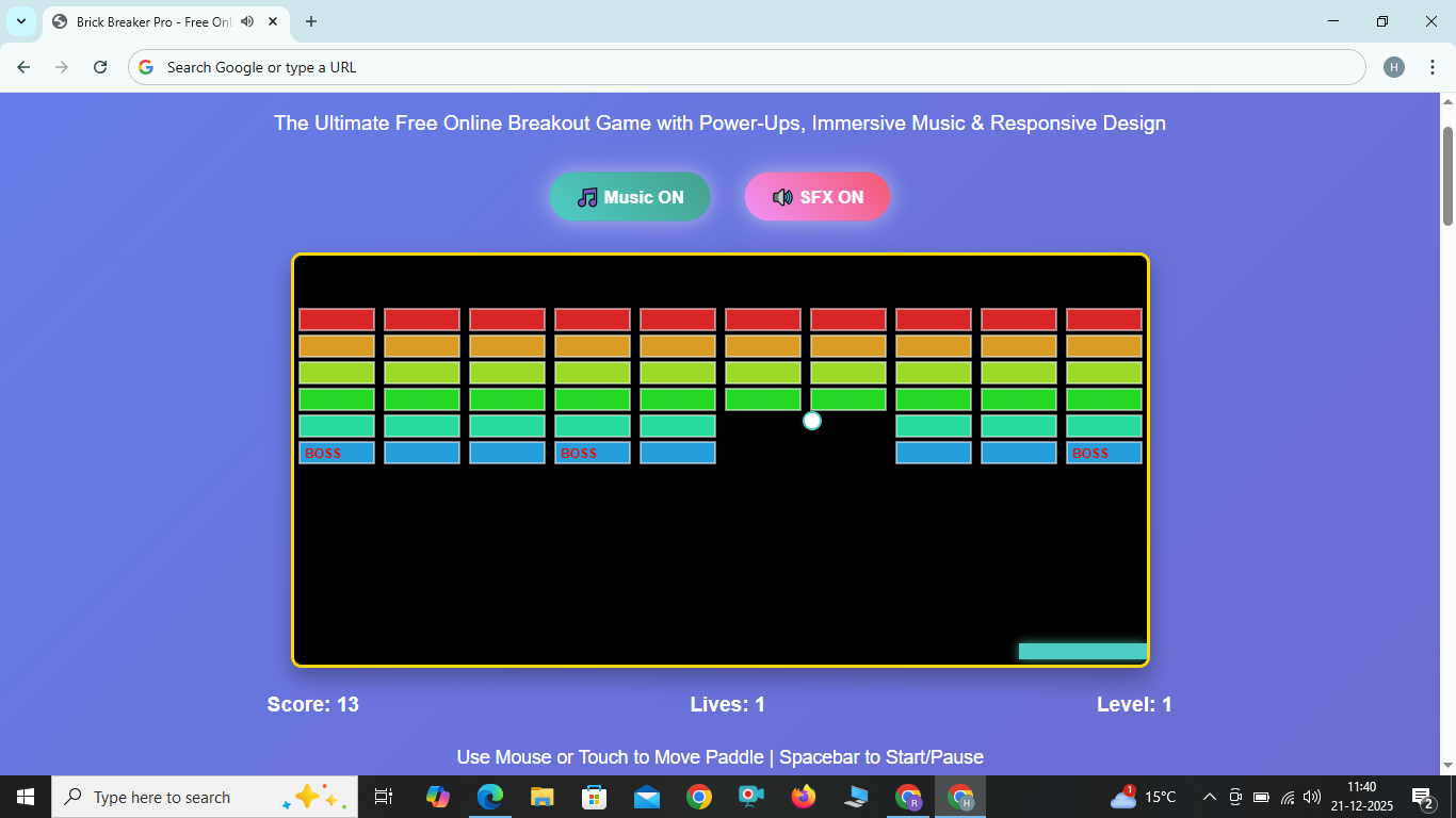 Bricks Breaker Game Software