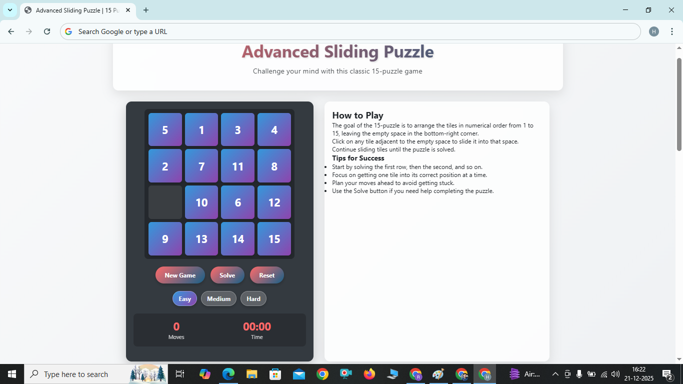 Advanced Sliding Puzzle , 15 Sliding Page game Software , 