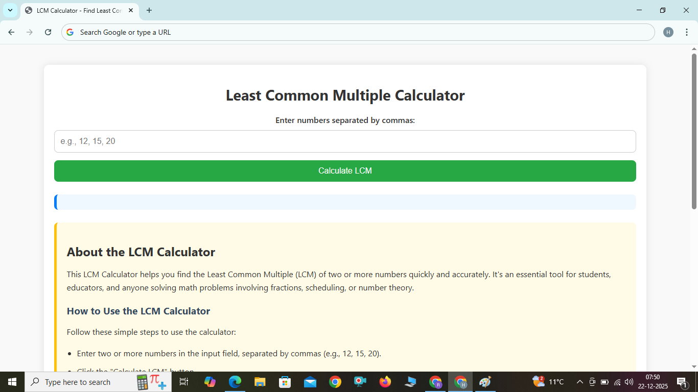 Least Common Multiple (LCM) Calculator