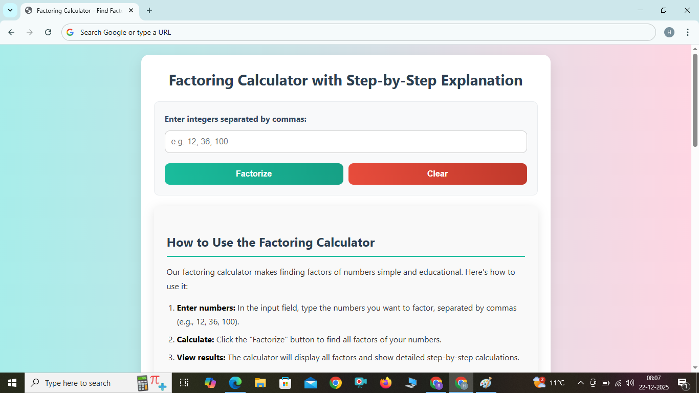 FACTORING CALCULATOR