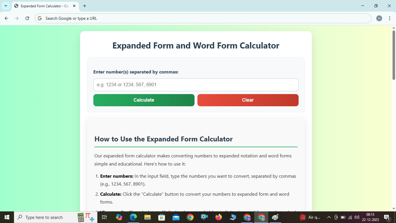 Expanded Form and word Form calculator