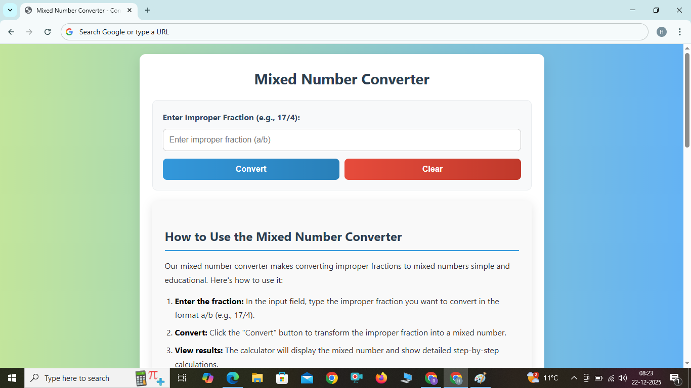 Mixed Number Converter Calculator