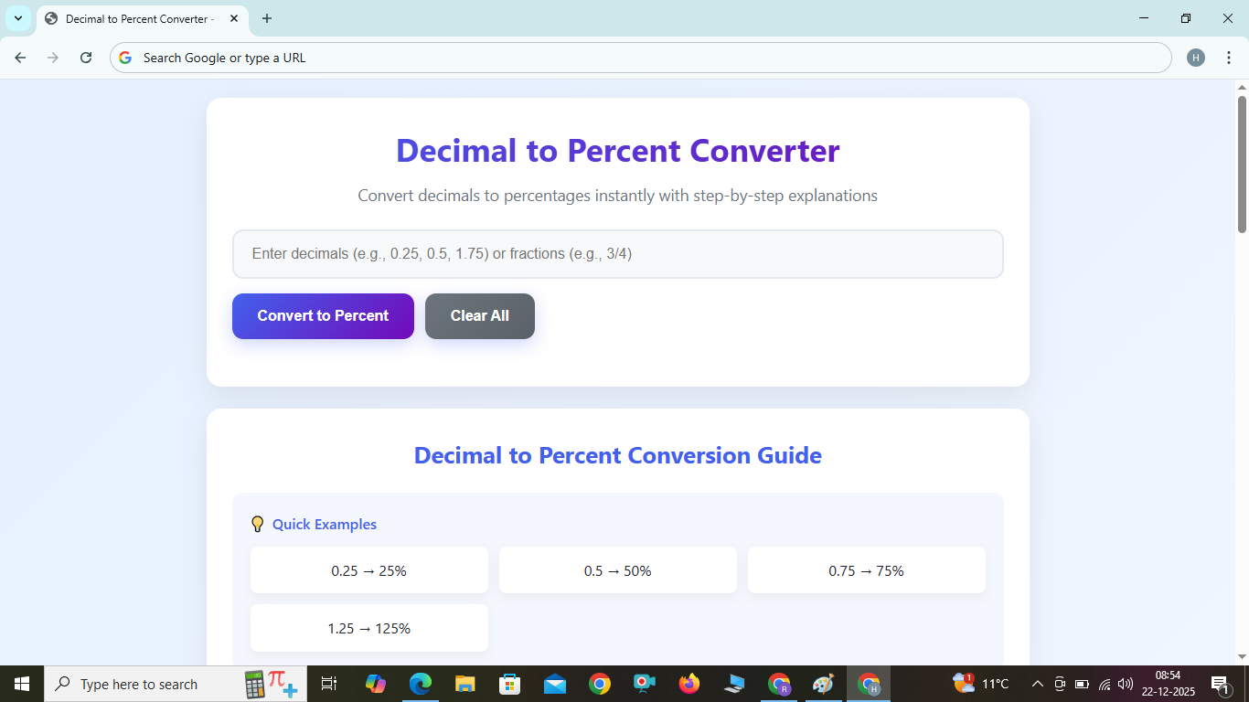 DECIMAL TO PERCENT CONVERTER CALCULATOR 