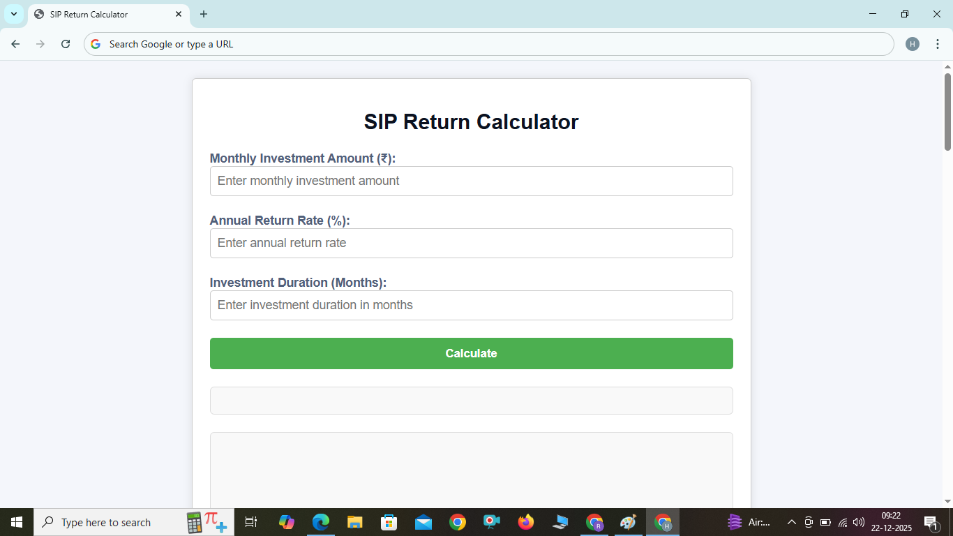 SIP RETURN CALCULATOR