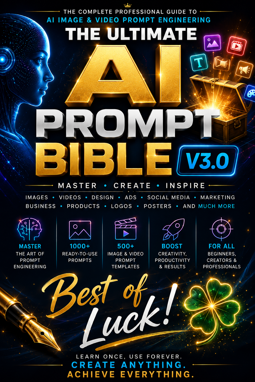 The Ultimate AI Prompt Bible V3.0 | 1000+ image and Video & AI Prompts | Prompt Engineering PDF Guide